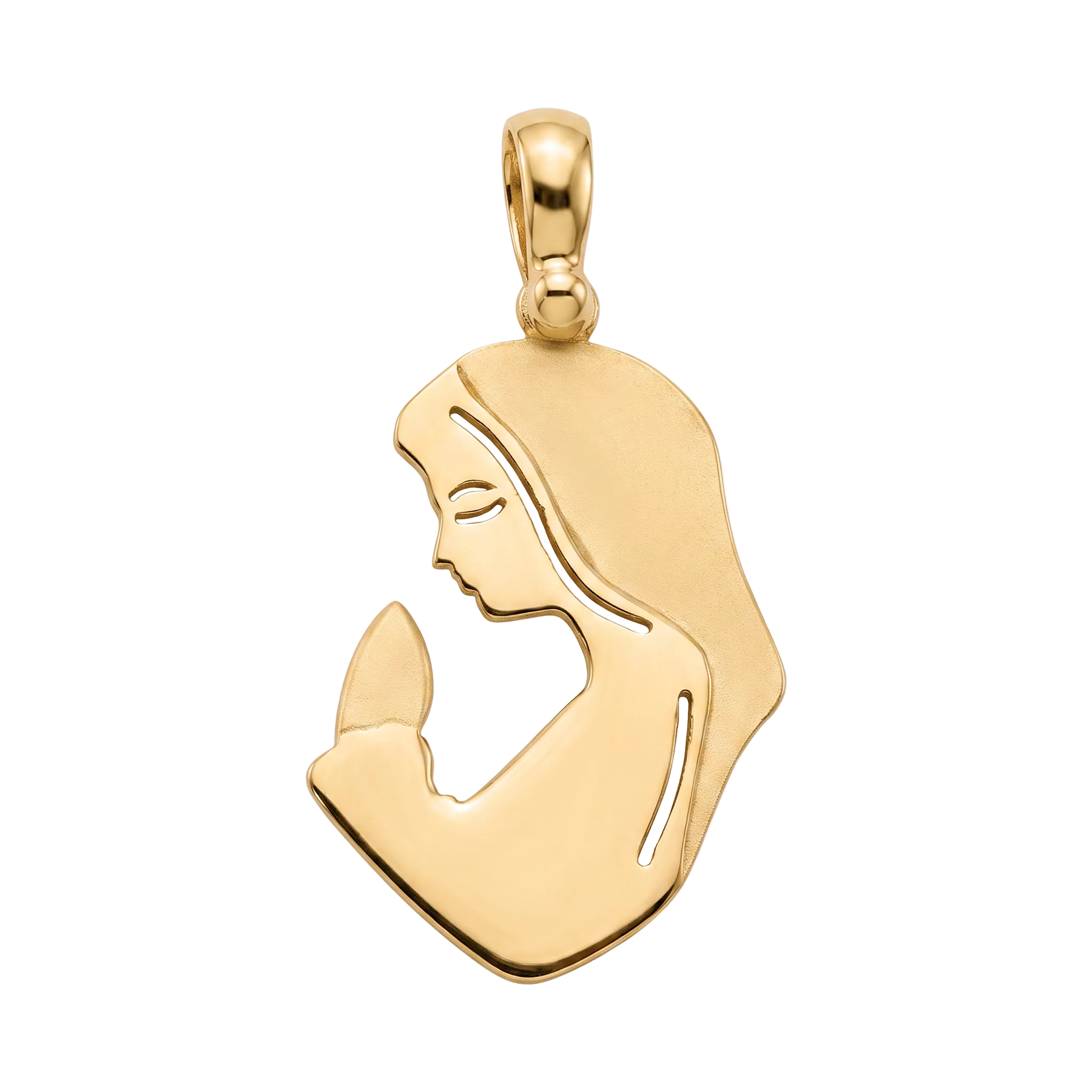 18K Yellow Gold St Mary Icon Pendant