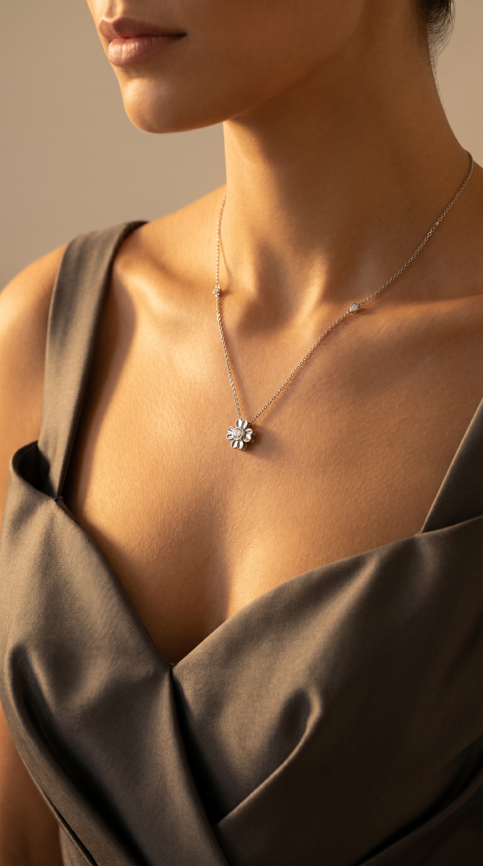 Diamond White Gold Clover Necklace