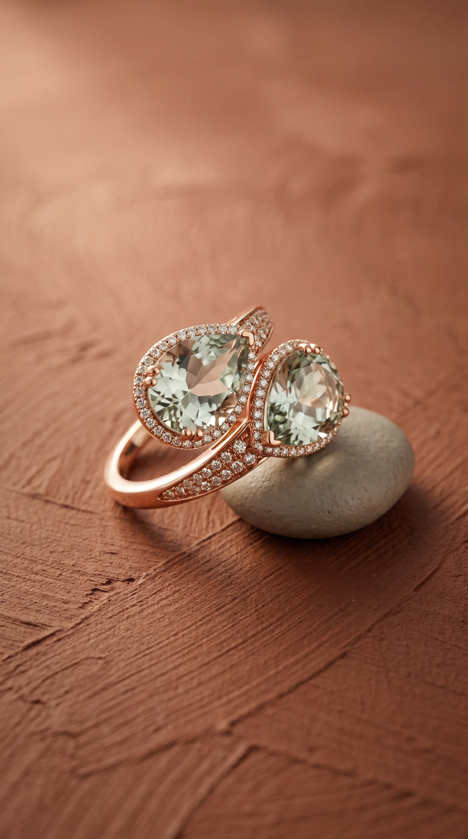 Diamond Rose Gold Prasiolite Ring