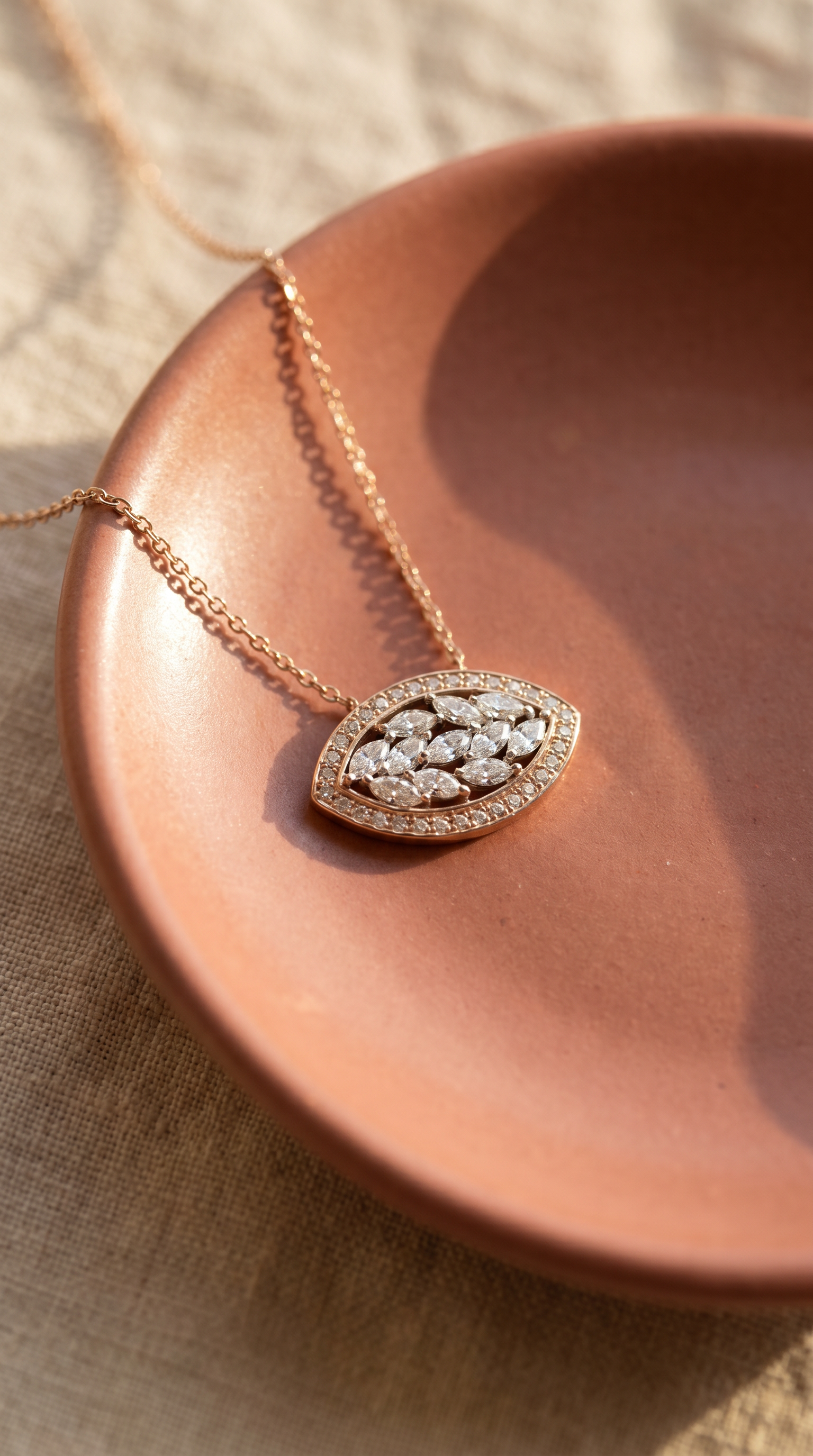 Diamond Two Tone Gold Eye Necklace