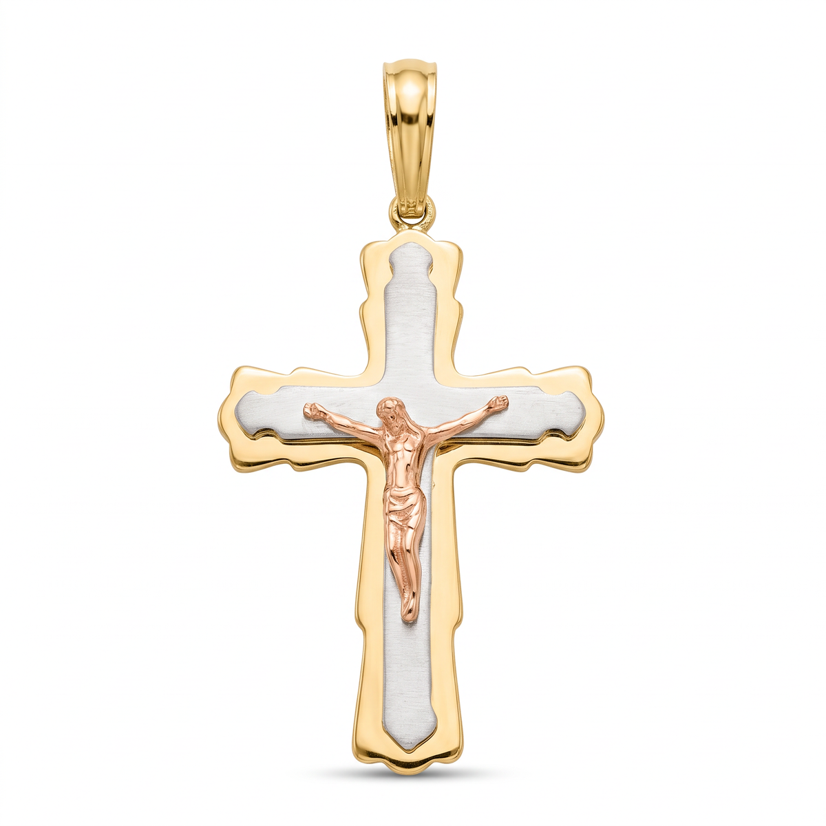 18K Multicolor Gold Cross Pendant
