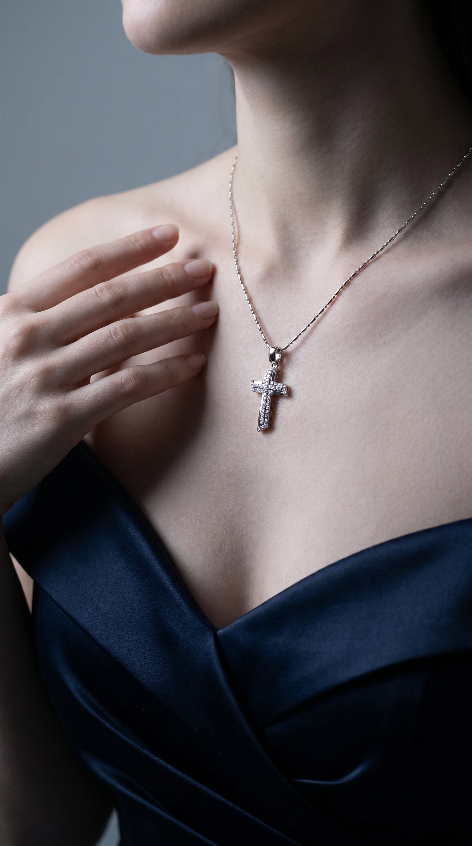Diamond White Gold Cross Necklace