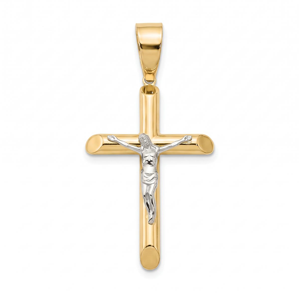 18K Two Tone Gold Crucifix Pendant