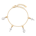 18K Two Tone Gold Cross & St. Mary Motif Baby Bracelet