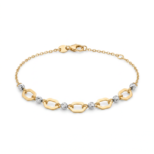 18K Two Tone Gold Hexagon Bracelet