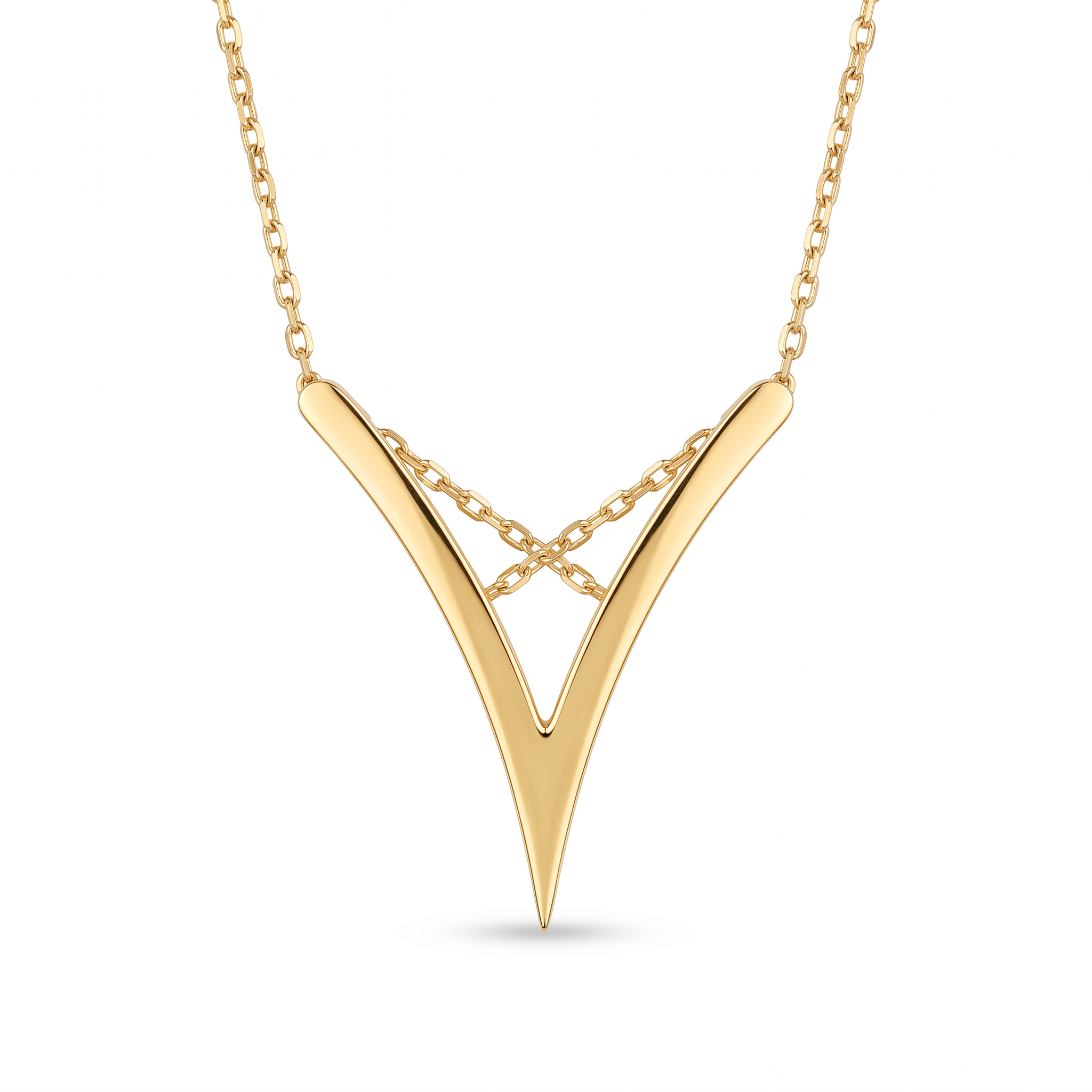 18K Yellow Gold Chevron Chain Necklace