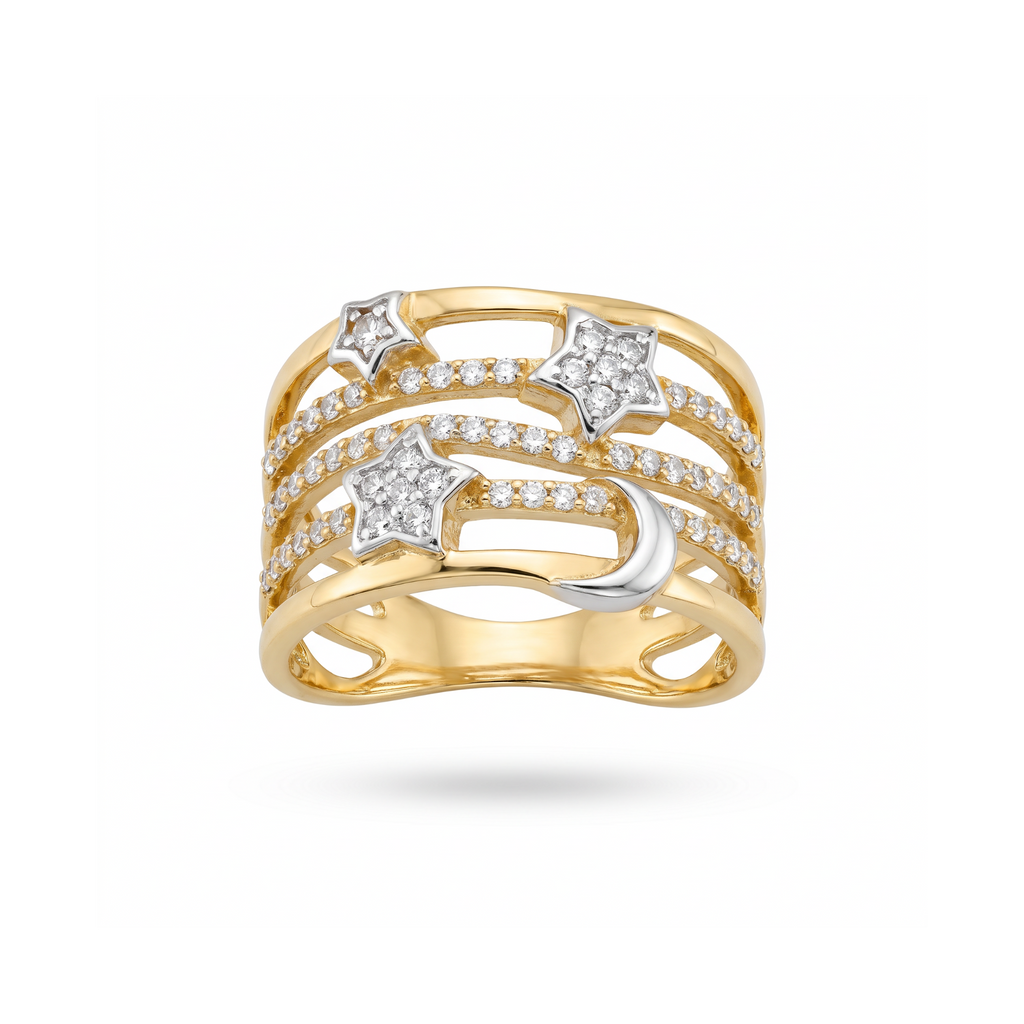 18K Two Tone Gold Cubic Zirconia Ring