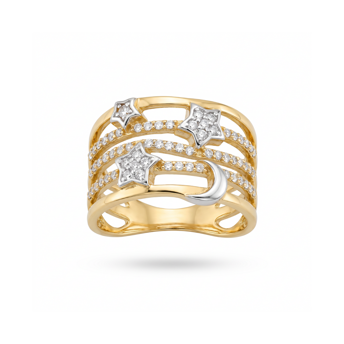 18K Two Tone Gold Cubic Zirconia Ring