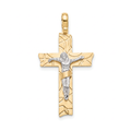 18K Two Tone Gold Crucifix Pendant