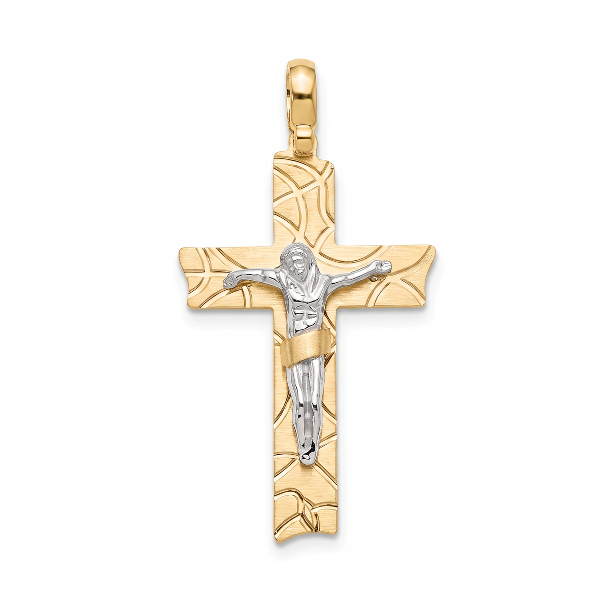 18K Two Tone Gold Crucifix Pendant