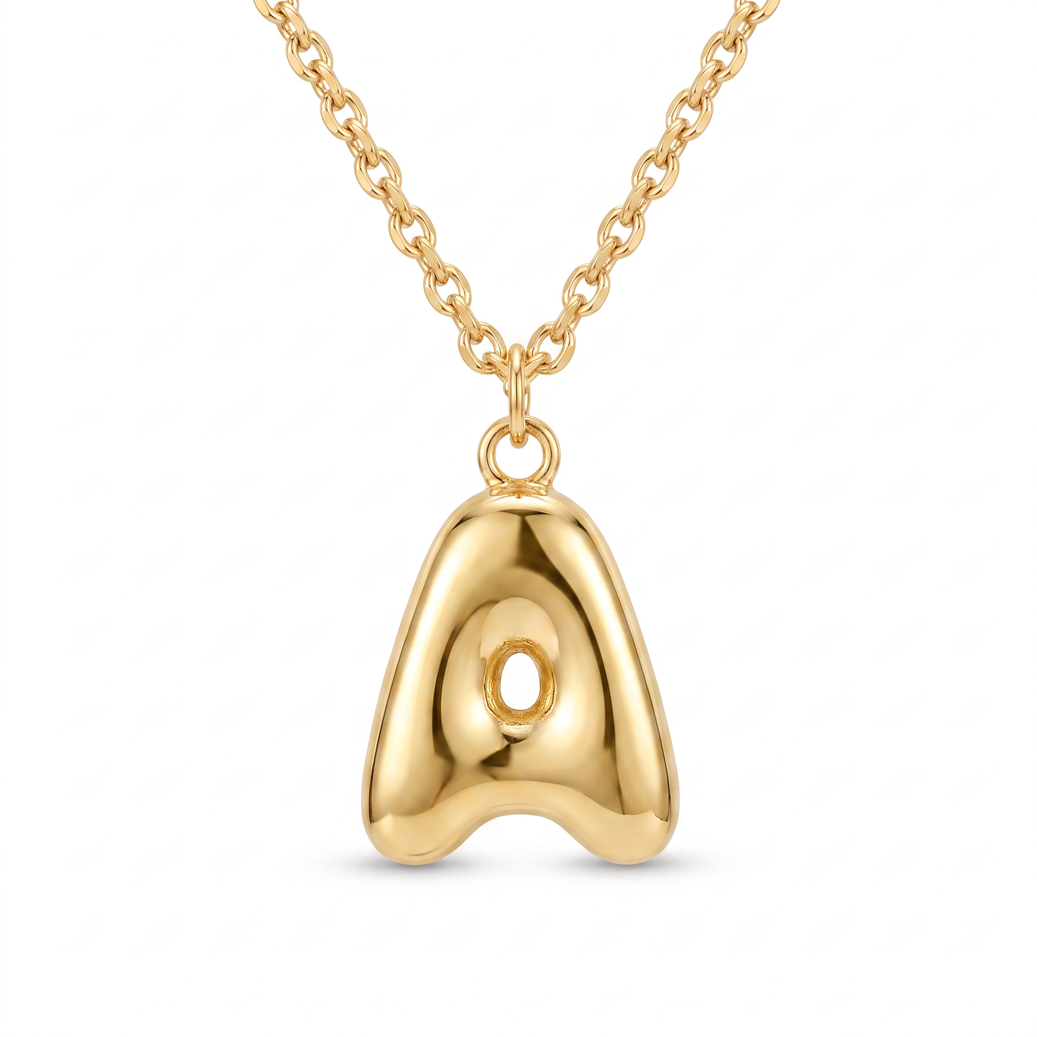 18K Yellow Gold Letter A Chain Necklace