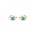 18K Yellow Gold Blue Enamel Eye Stud Earring