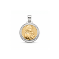 18K Gold Pendant Two Tone St. Mary & Jesus Icon