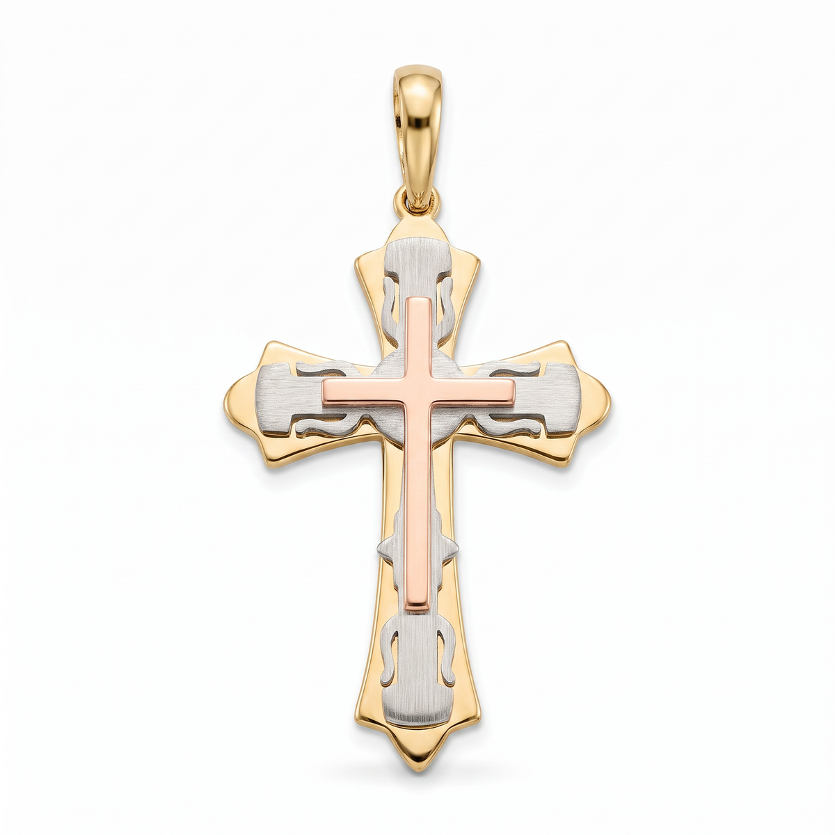 18K Multicolor Gold Cross Pendant