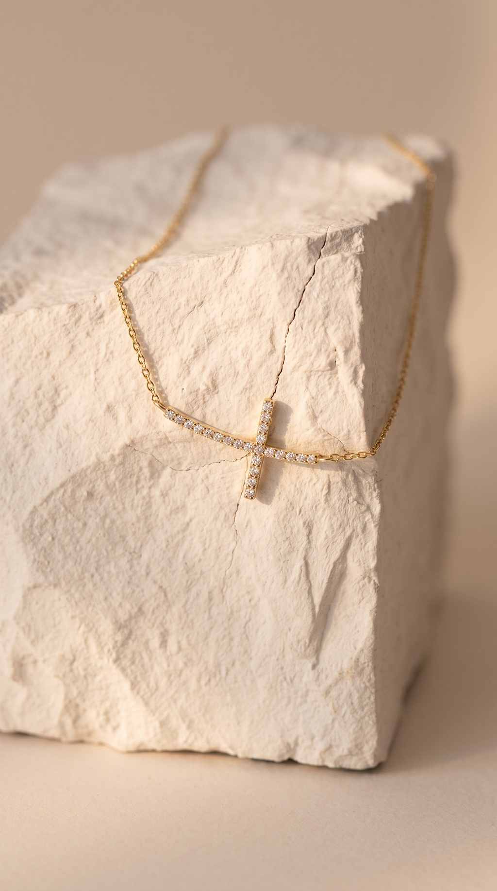 Diamond Yellow Gold Cross Chain Necklace