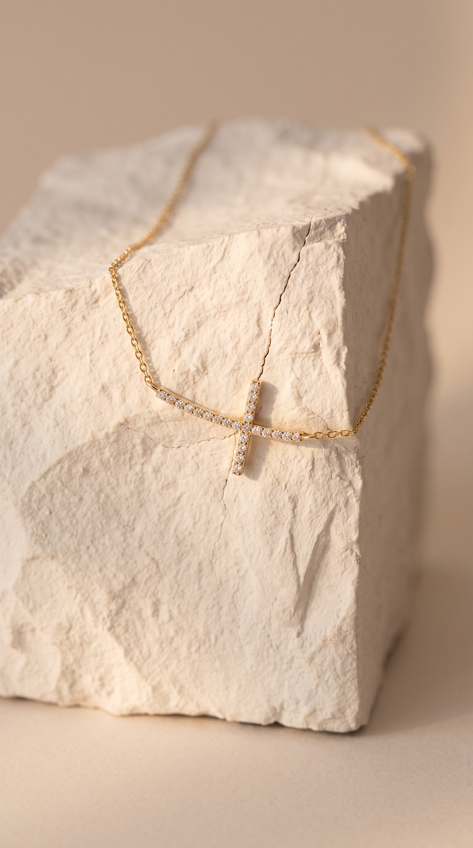 Diamond Yellow Gold Cross Chain Necklace