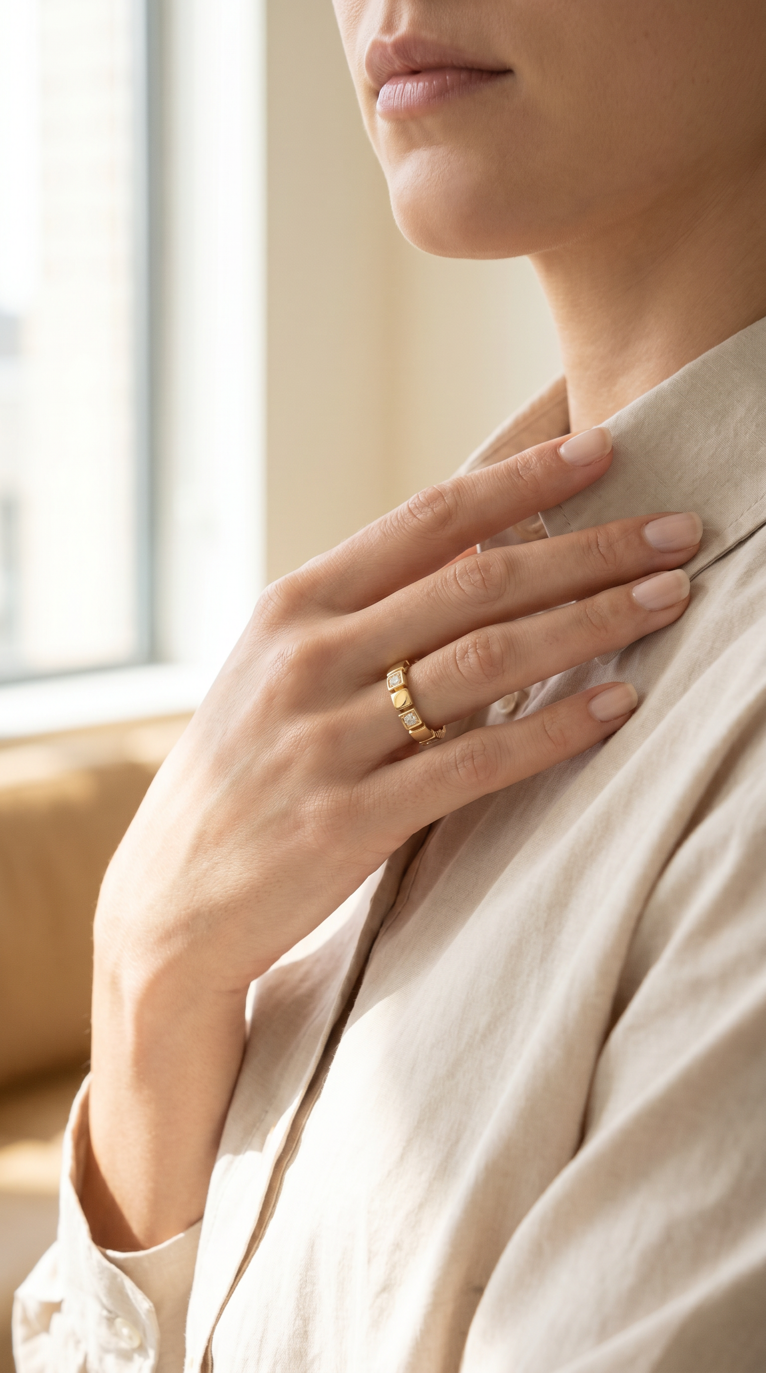 Diamond Yellow Gold Square Band