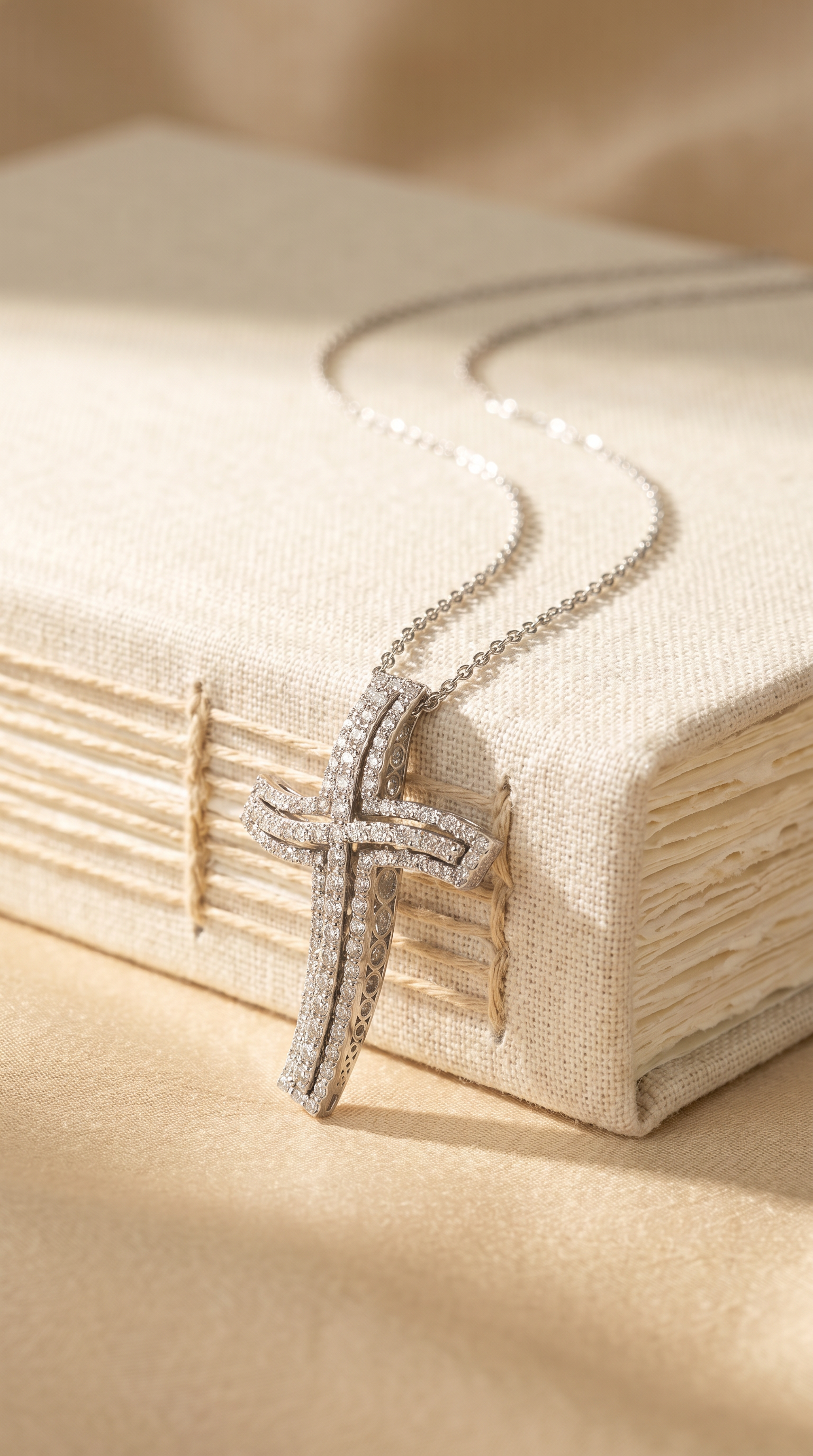 Diamond White Gold Cross Necklace