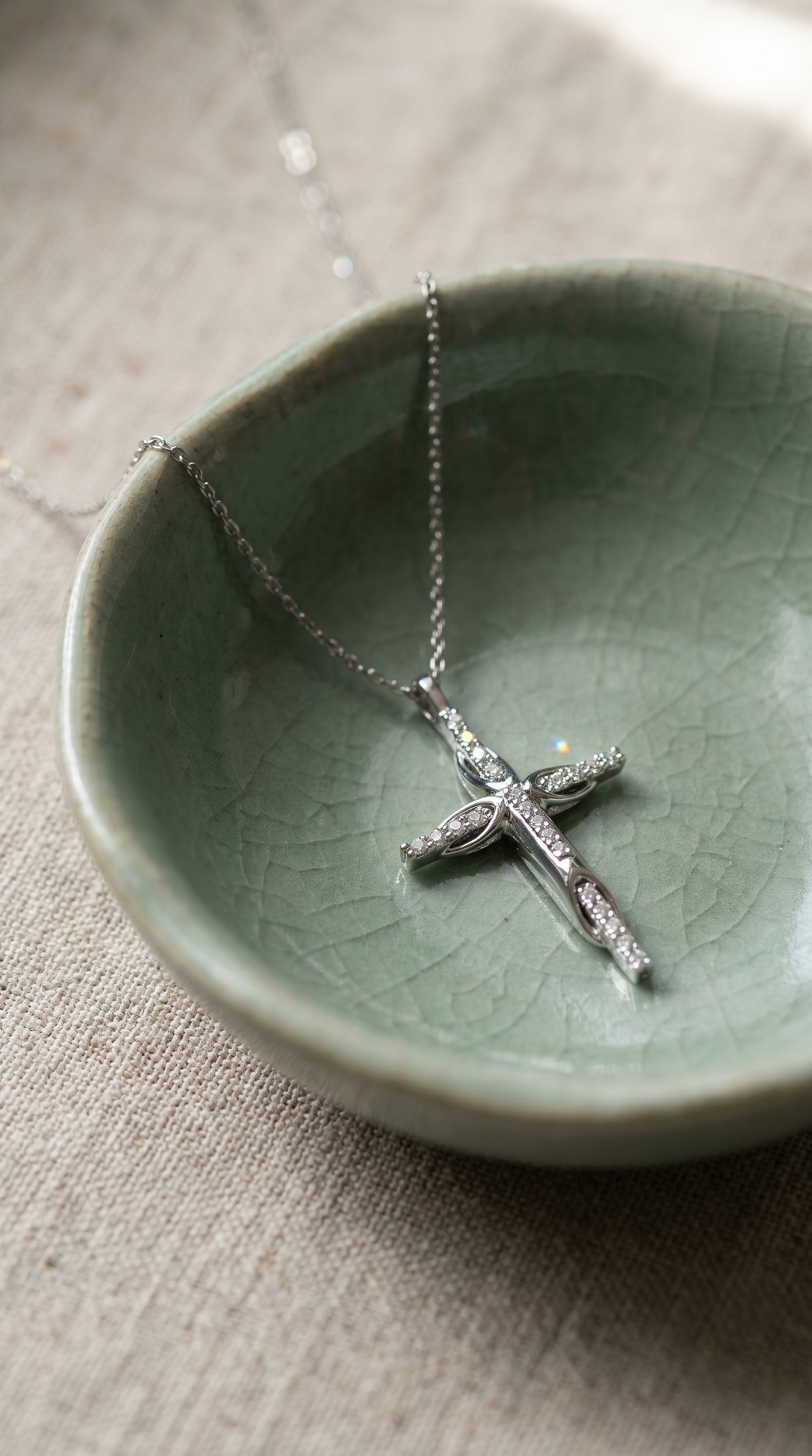 Diamond White Gold Cross Necklace