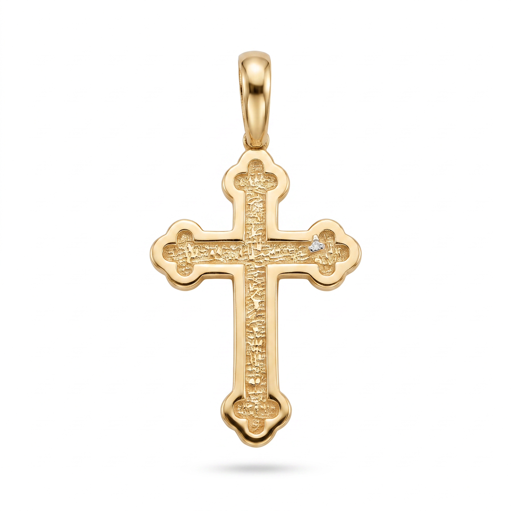18K Yellow Gold Cubic Zirconia Cross Pendant