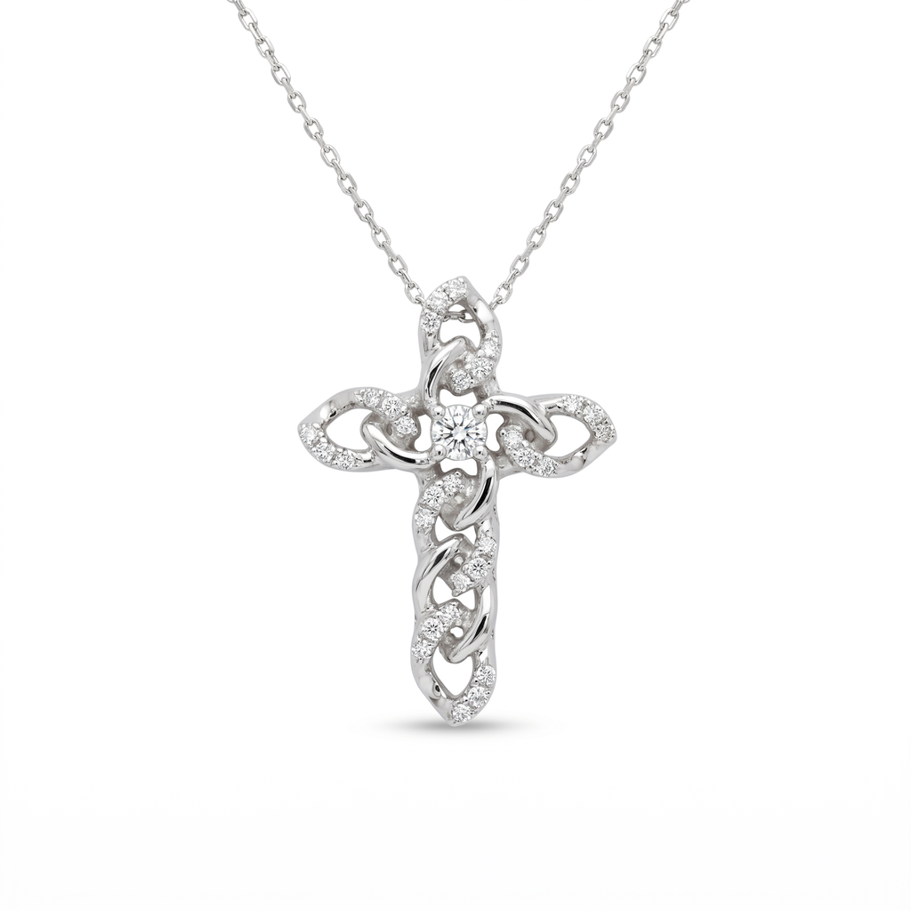Diamond White Gold Cross Necklace