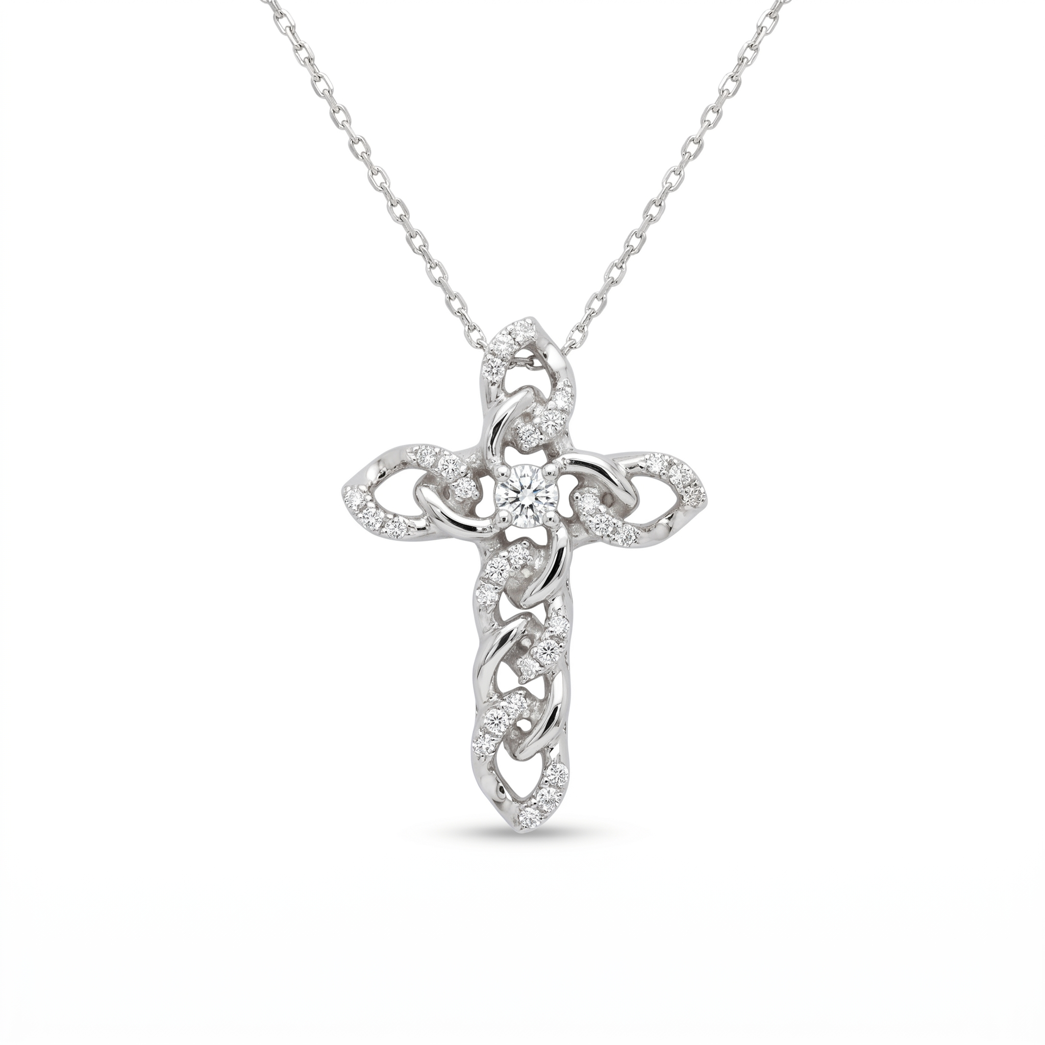 Diamond White Gold Cross Necklace
