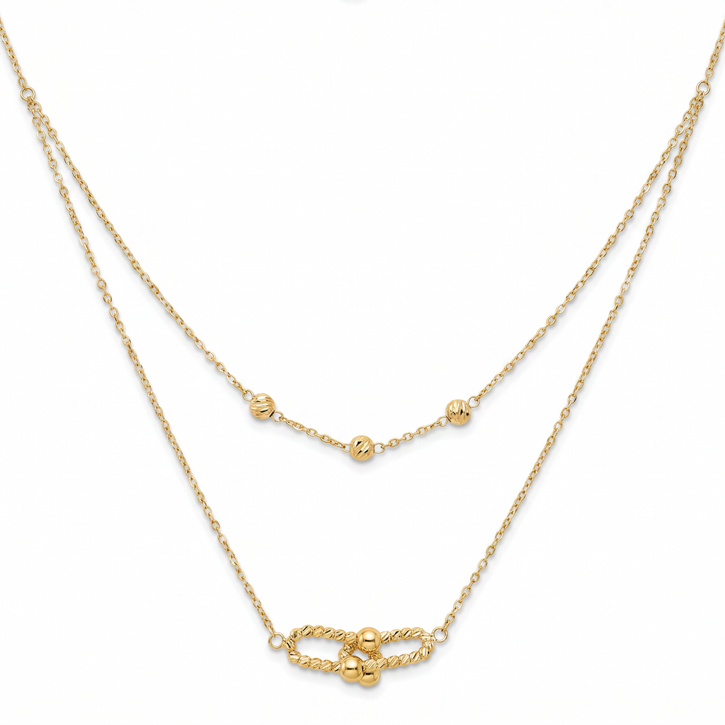 18K Yellow Gold Double Chain Link Necklace