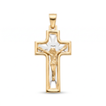 18K Two Tone Gold Crucifix Pendant