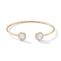 18K Yellow Gold Cubic Zirconia Mother Of Pearl Baby Cuff Bracelet