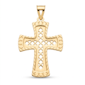 18K Yellow Gold Diamond-Cut Filigree Cross Pendant