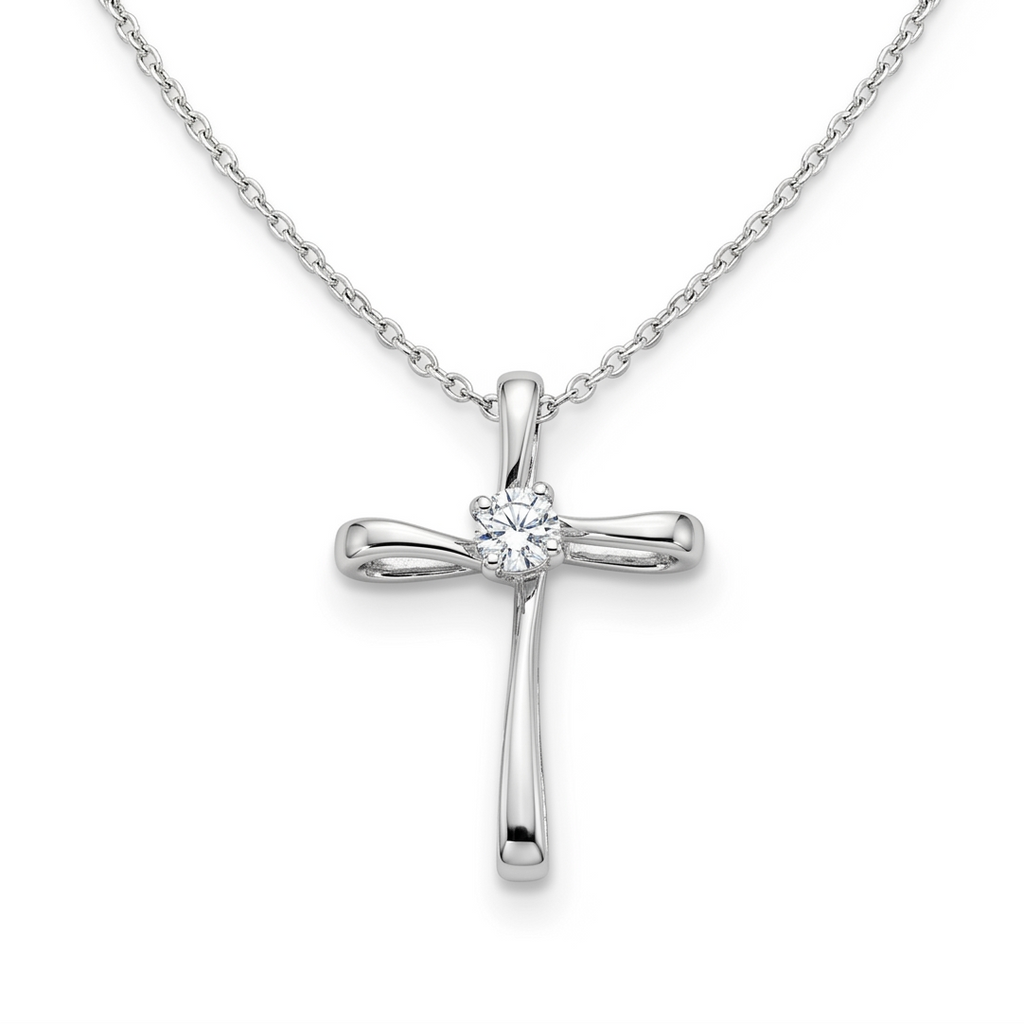 Diamond White Gold Cross Necklace