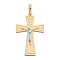 18K Two Tone Gold Crucifix Pendant