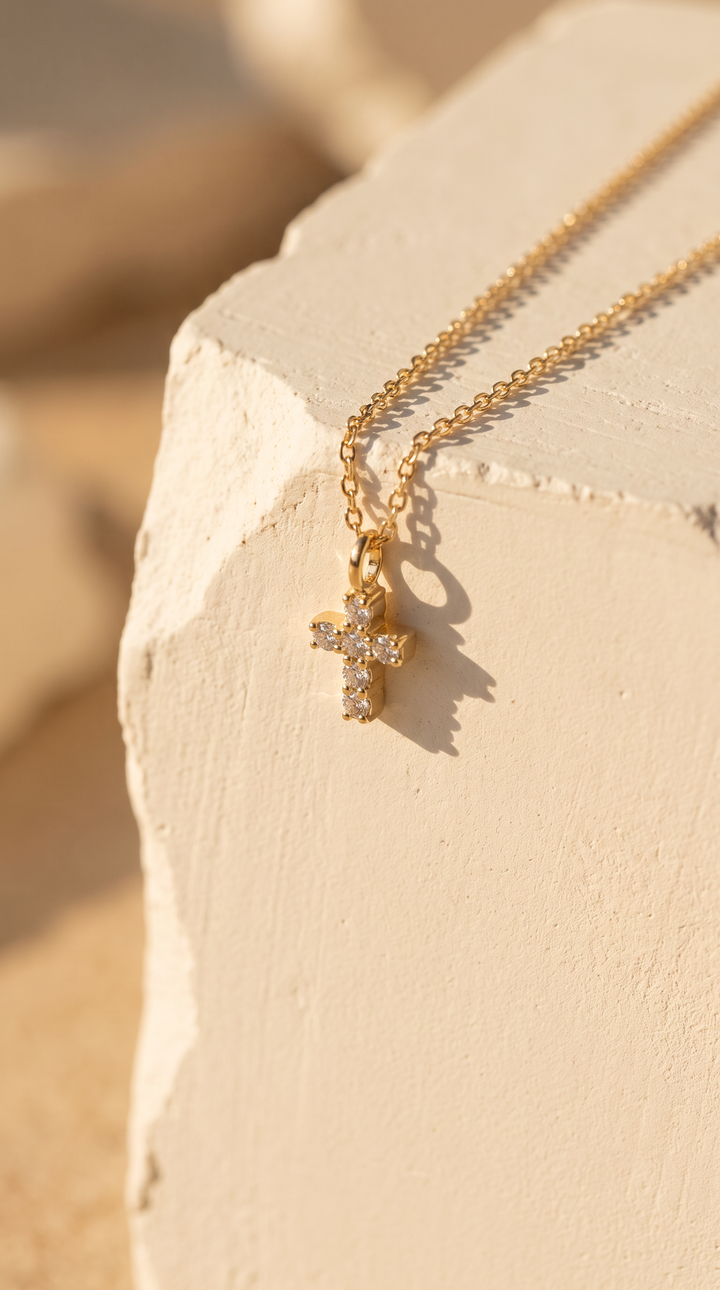 Diamond Yellow Gold Cross Chain Necklace