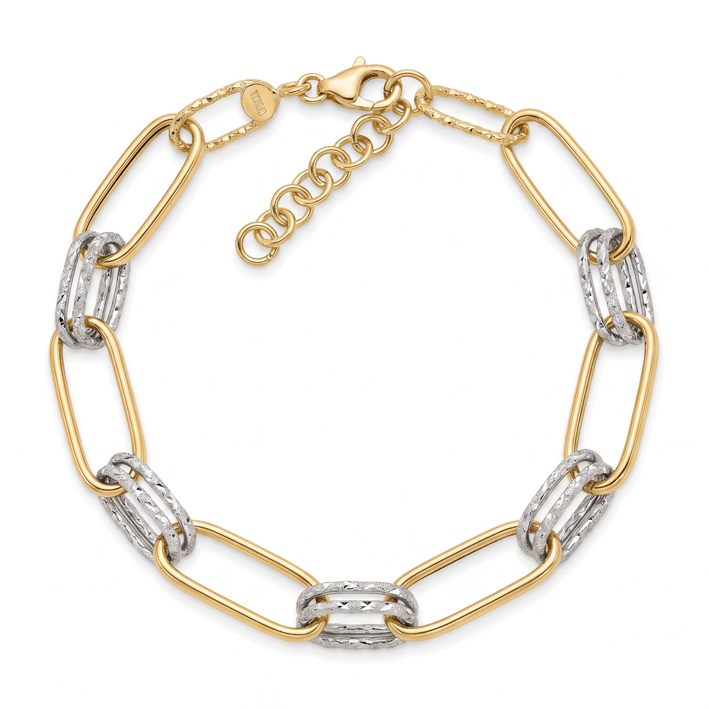 18K Two Tone Gold Chain Bracelet