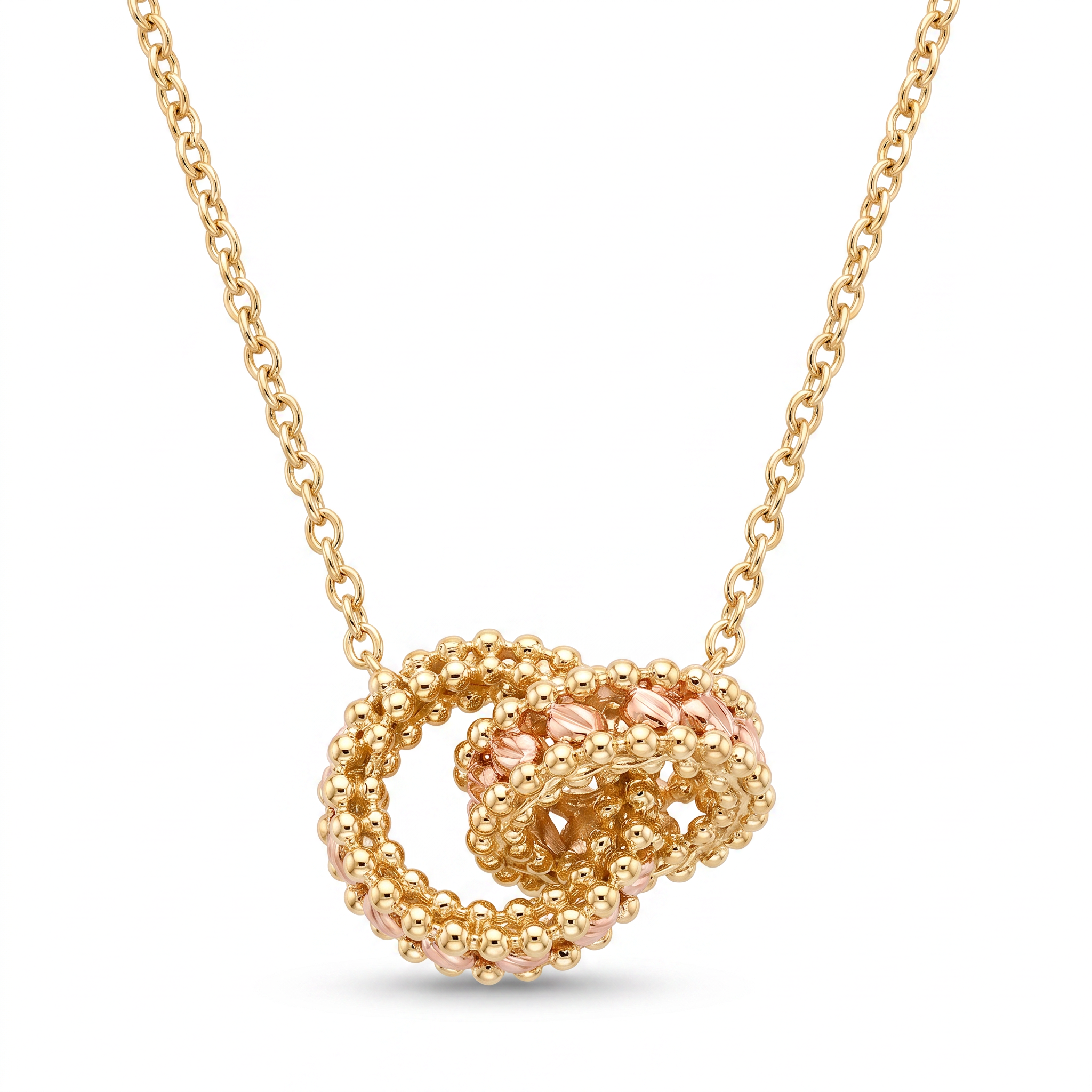 18K Two Tone Gold Double Ring Necklace