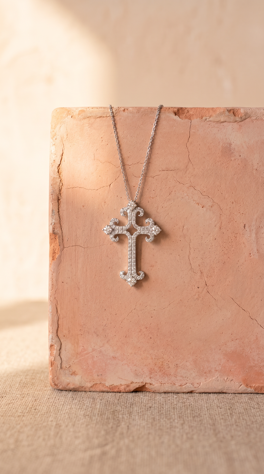 Diamond White Gold Cross Necklace
