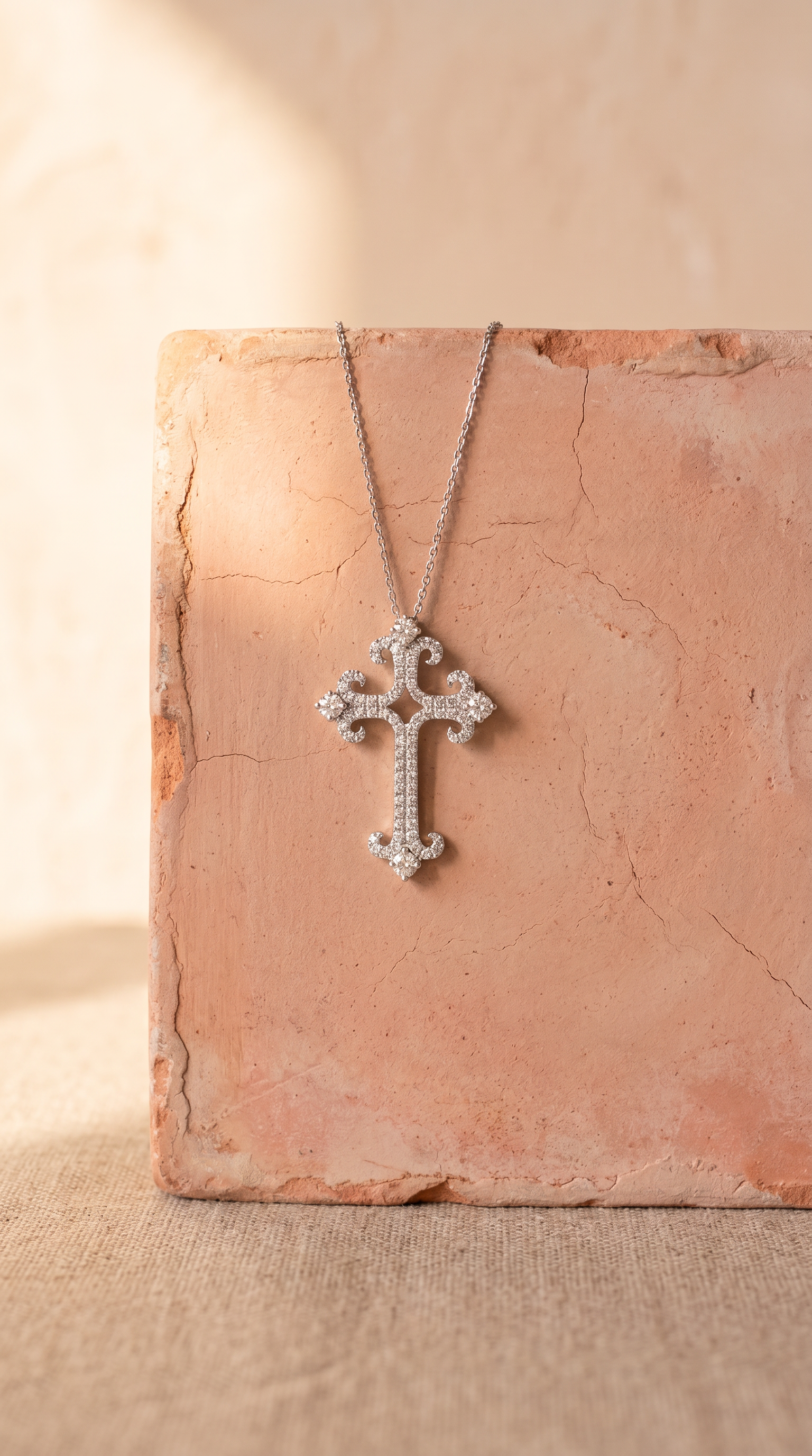 Diamond White Gold Cross Necklace