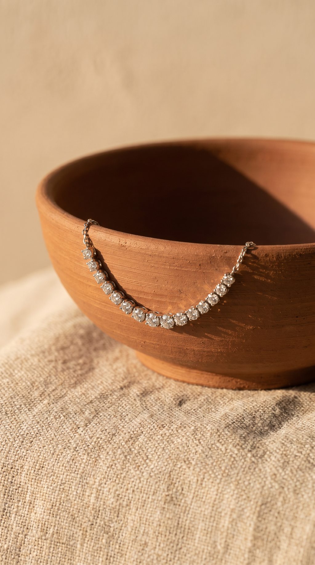 Diamond White Gold Tennis Chain Necklace