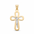 18K Two Tone Gold Crucifix Pendant