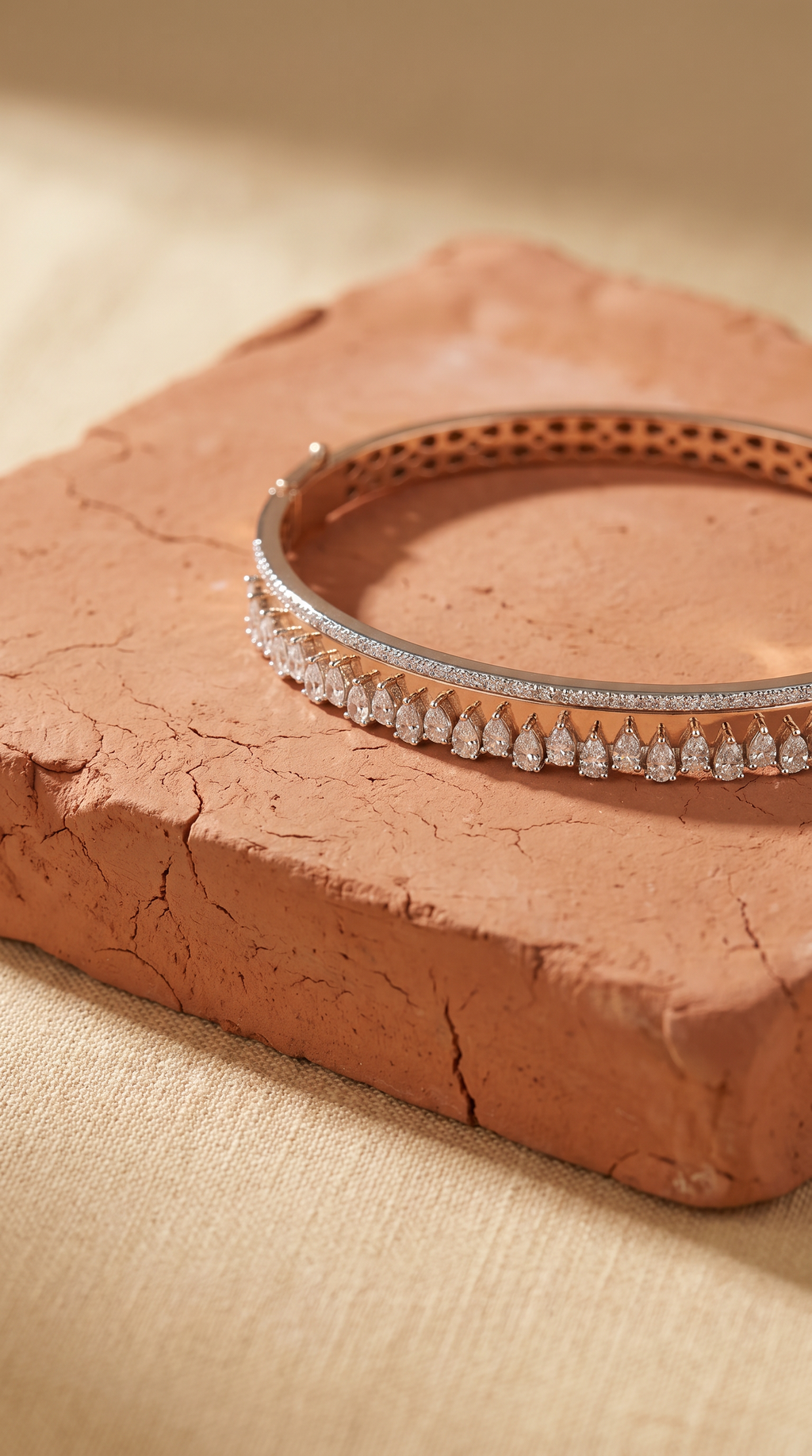 Diamond Two Tone Gold Bangle Bracelet