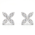 Diamond White Gold Flower Stud Earrings