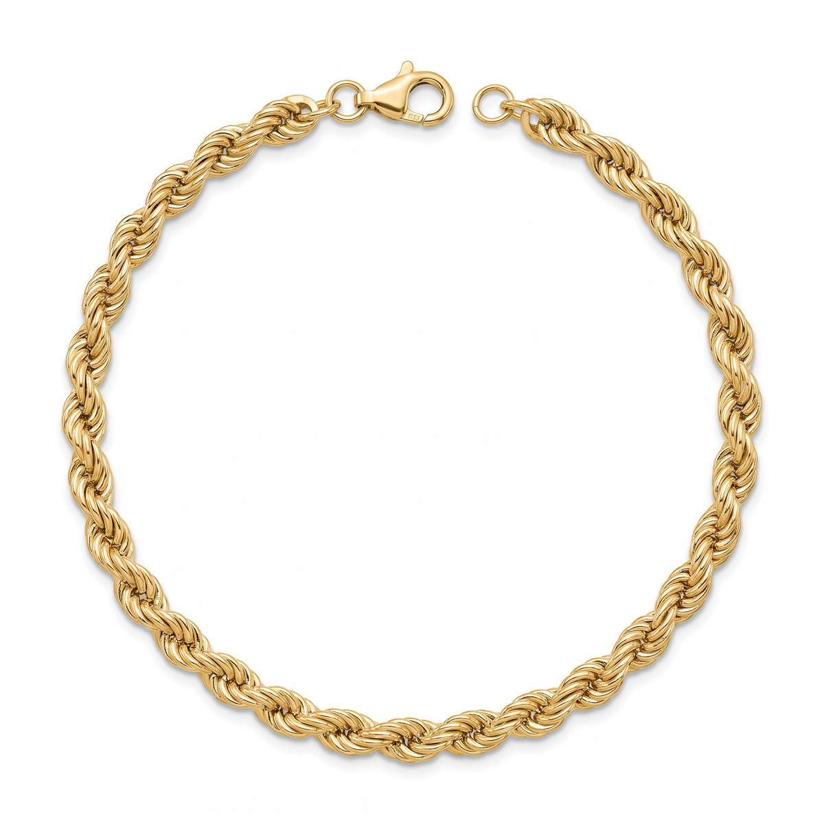 Men 18K Yellow Gold Rope Chain Bracelet