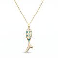18K Yellow Gold Enamel Fish Necklace