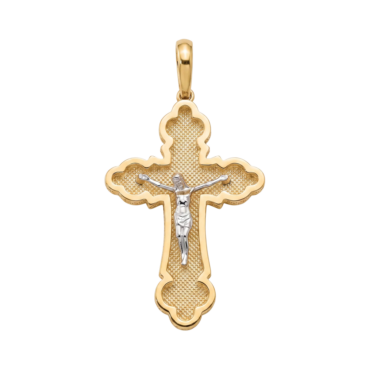 18K Two Tone Gold Crucifix Pendant