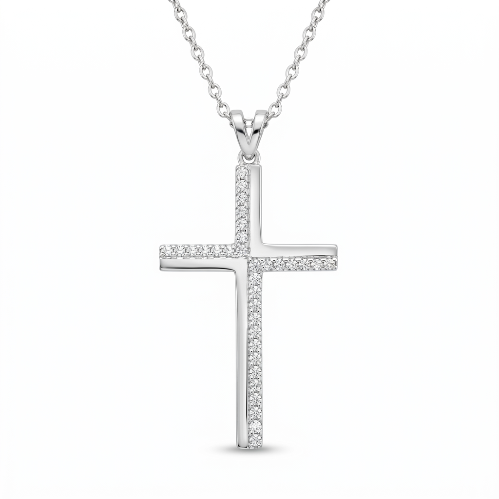 Diamond White Gold Cross Necklace