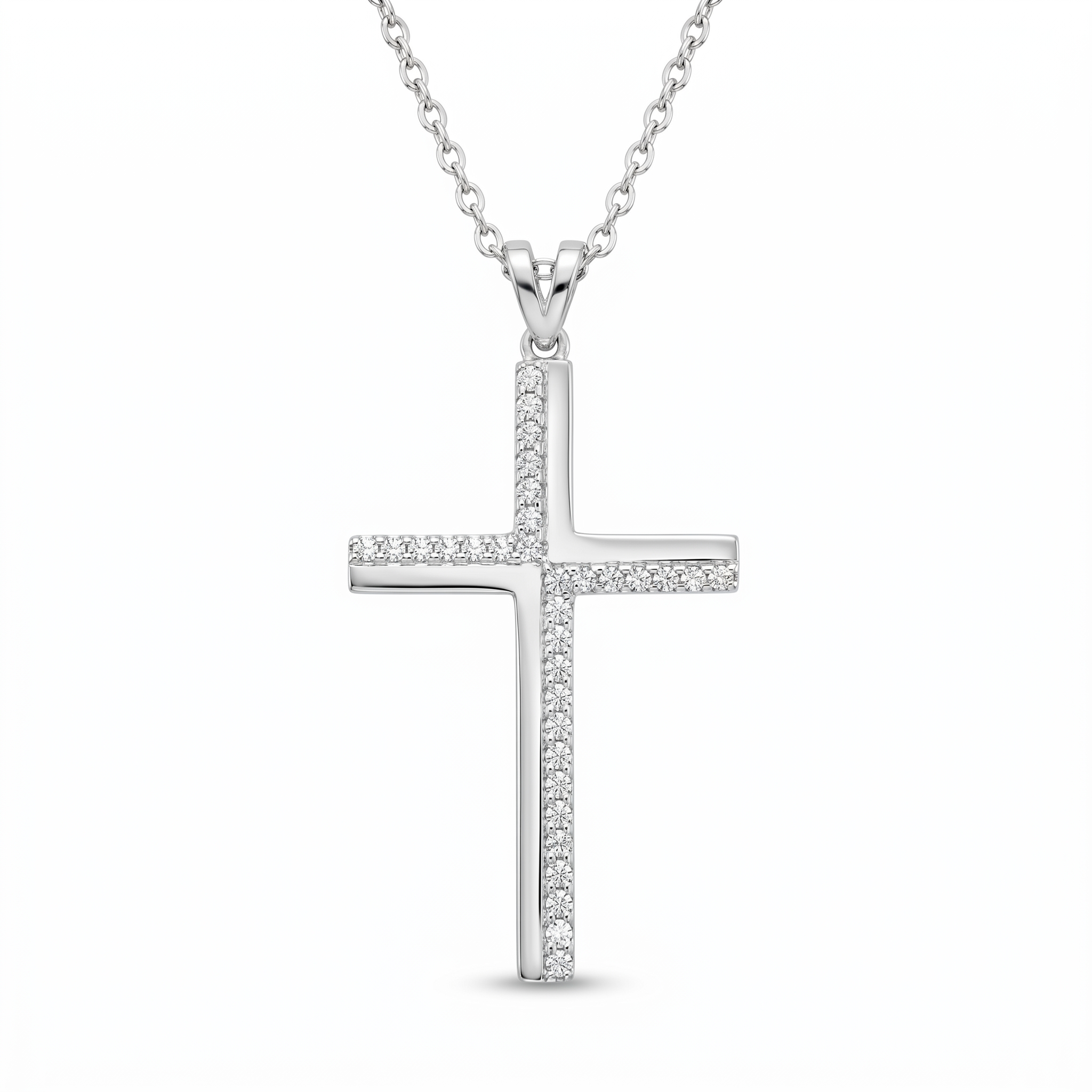 Diamond White Gold Cross Necklace