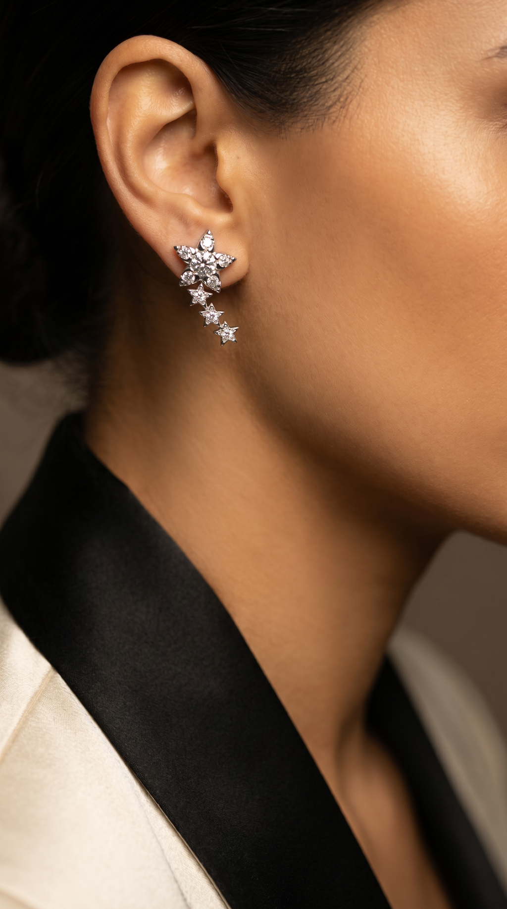 Diamond White Gold Star Stud Earrings