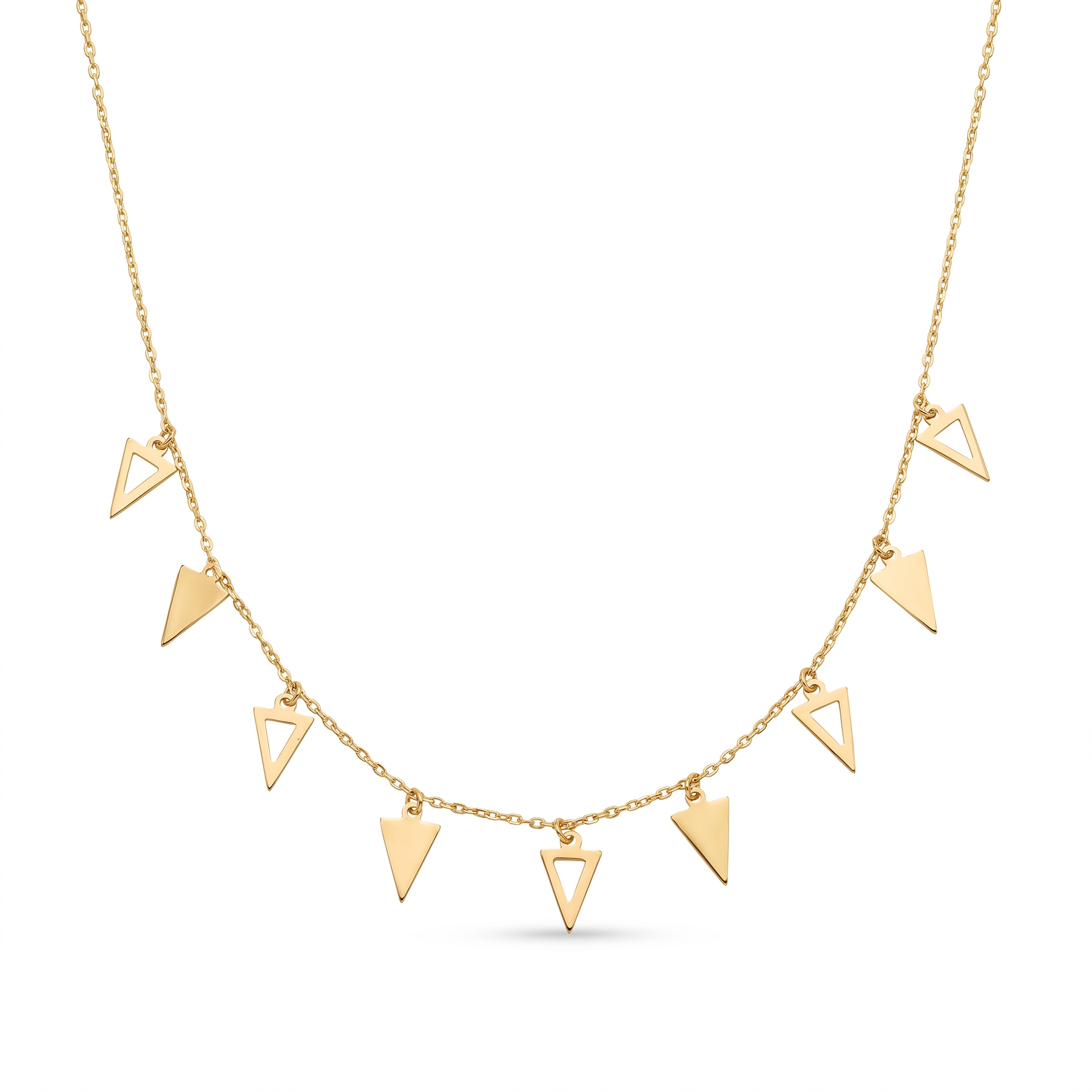 18K Yellow Gold Triangle Necklace