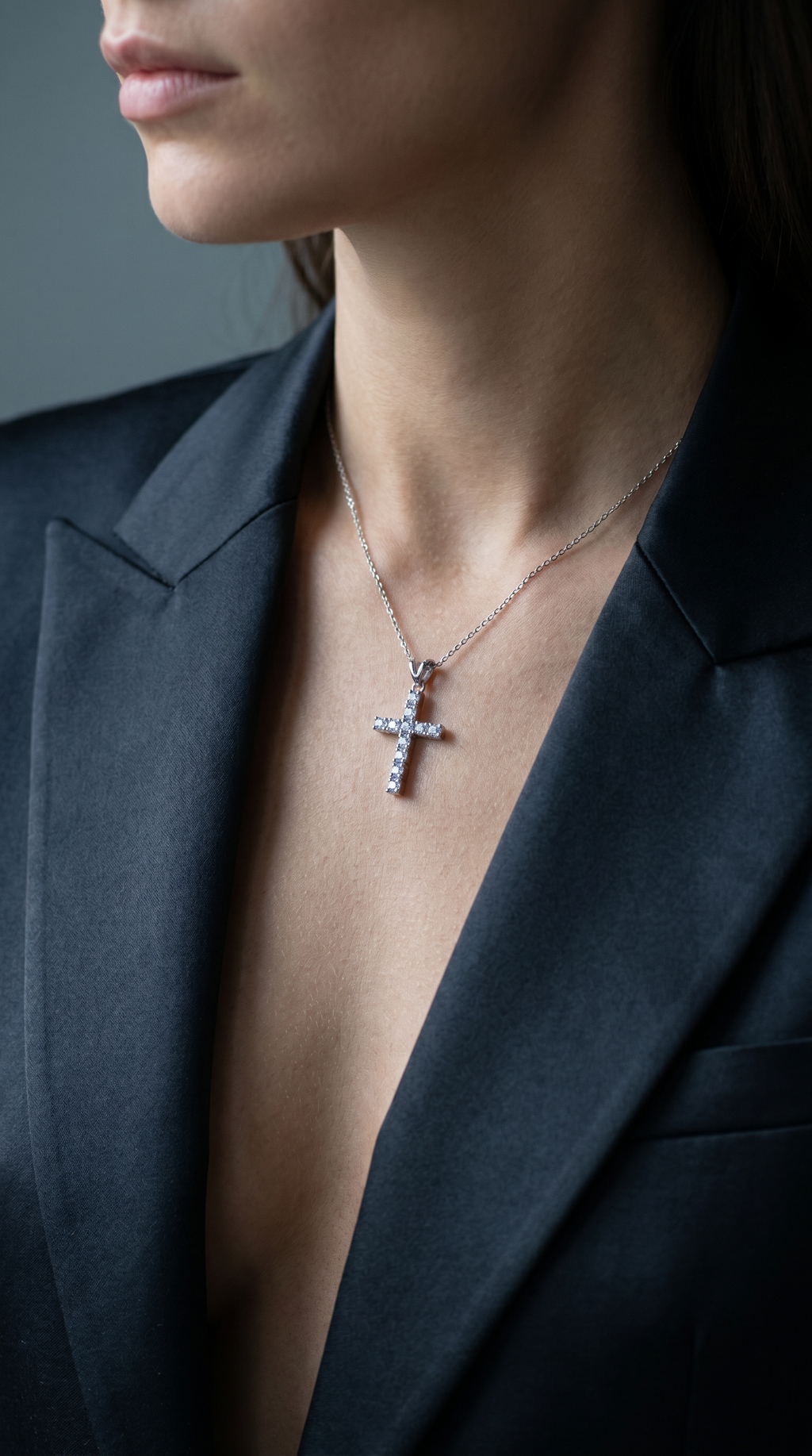 Diamond White Gold Cross Necklace