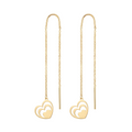 18K Yellow Gold Heart Dangle Earrings